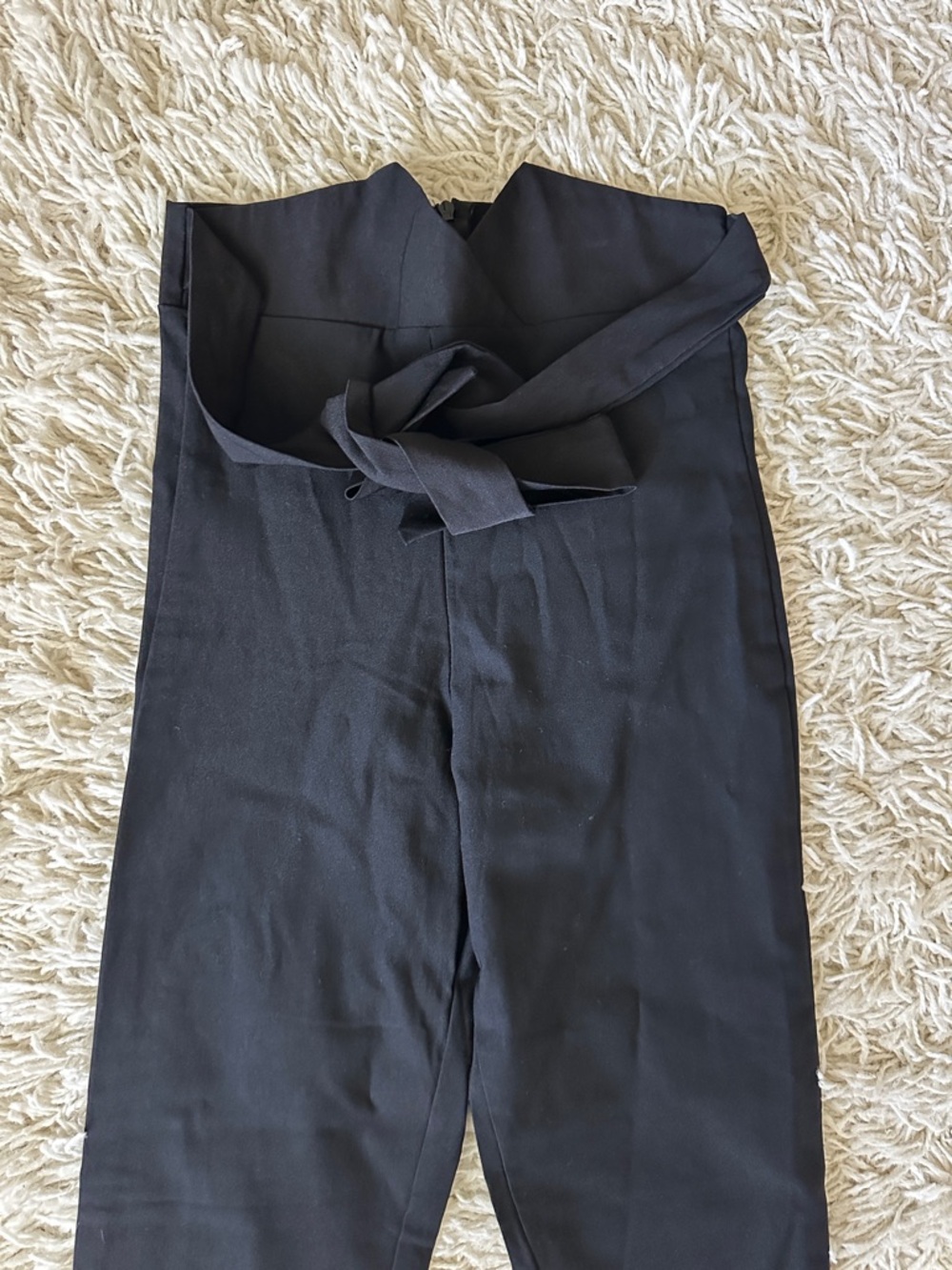 Fashion Nova Black High-Waist Skinny Dress Pants with Tie Waist